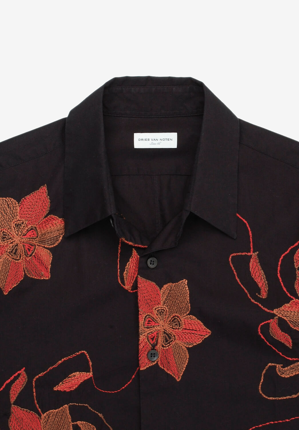 Original Dries Van Noten Buttons Floral Black Men Shirt in size 46IT (S)